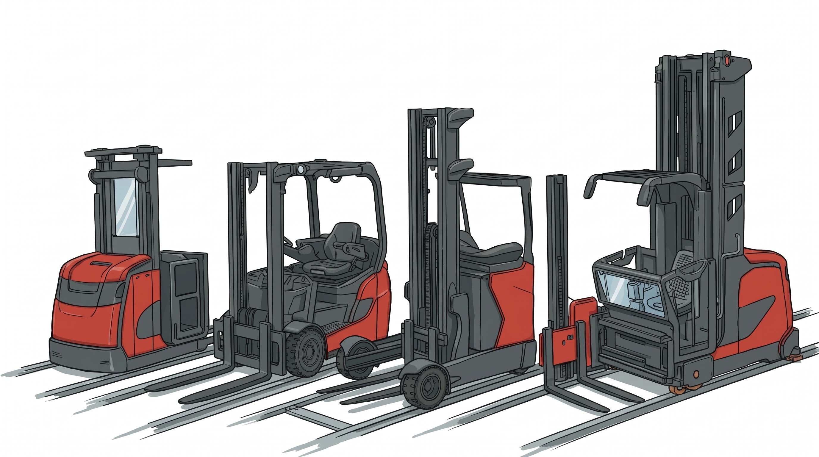 Park maszynowy wózków widłowych KADR - wózki czołowe, unoszące, Reach Truck, VNA